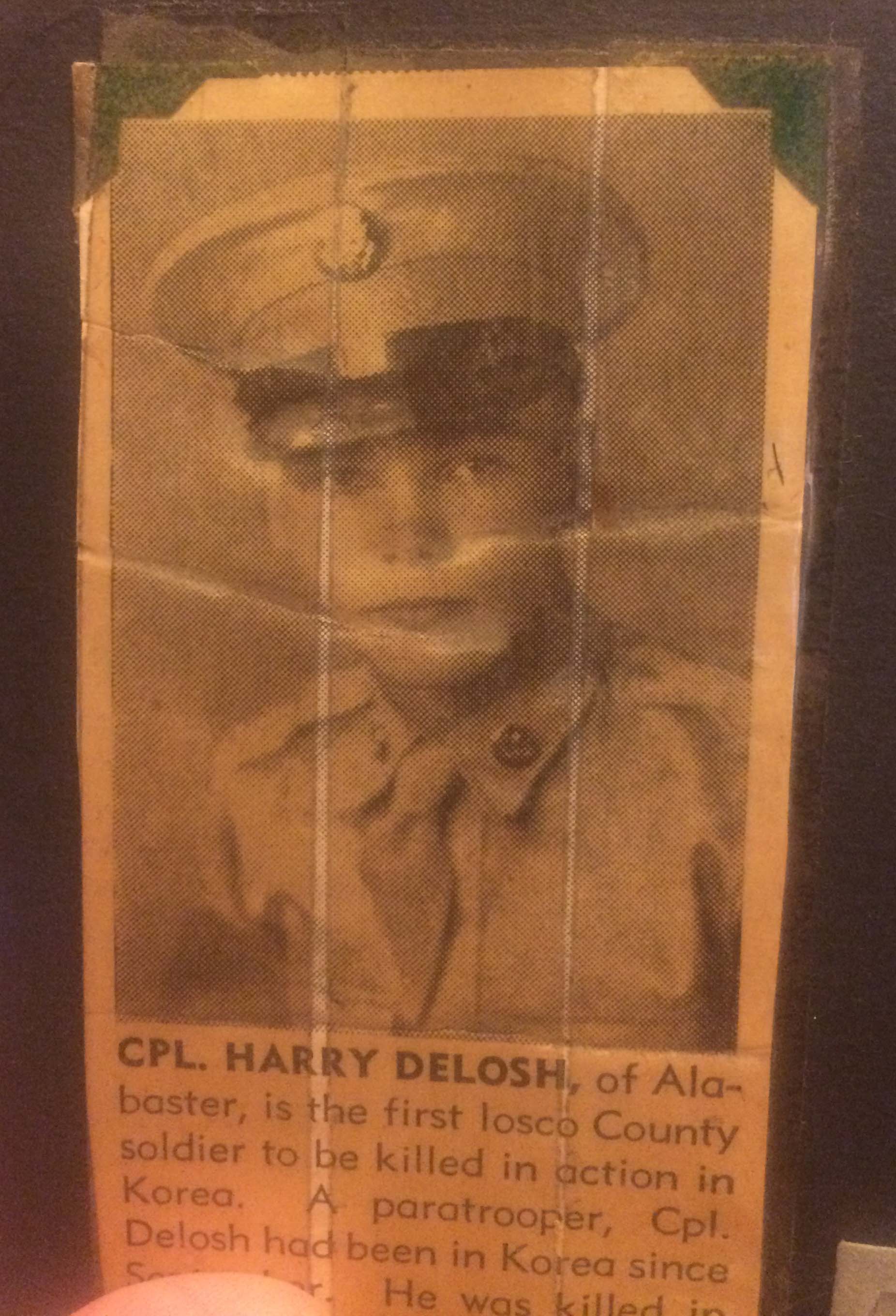 Newsclipping Pvt. Harold A. DeLosh